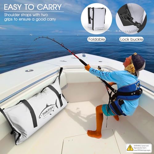 THKFISH Insulated Fish Cooler Bag, Fish Kill Bag for Caught Fish Ice Cold - color: White-Black, size: 40*16IN