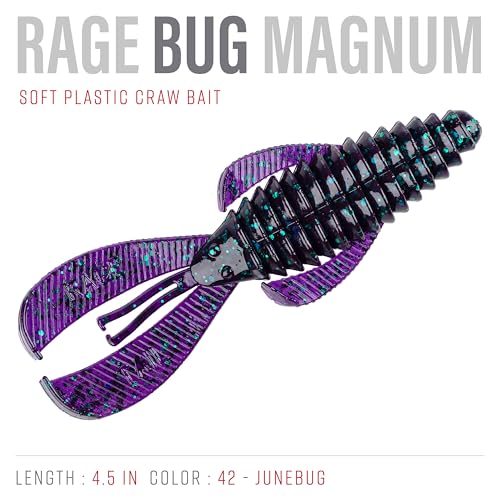 Strike King Rage Bug Fishing Lure, Soft Plastic Grub, Unique Design, Subtle Action - color: Junebug