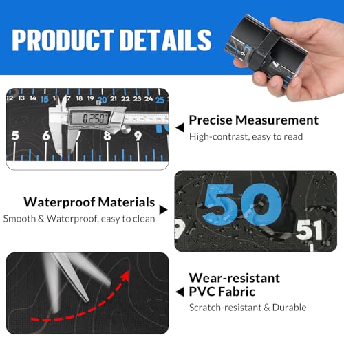 THKFISH 59 * 3.15" Fish Ruler with Measuring Board, Portable Waterproof Roll Up Fish Tape Measure for Boat, Kayak, Yacht and Workbench - color: Black-3.15" wide