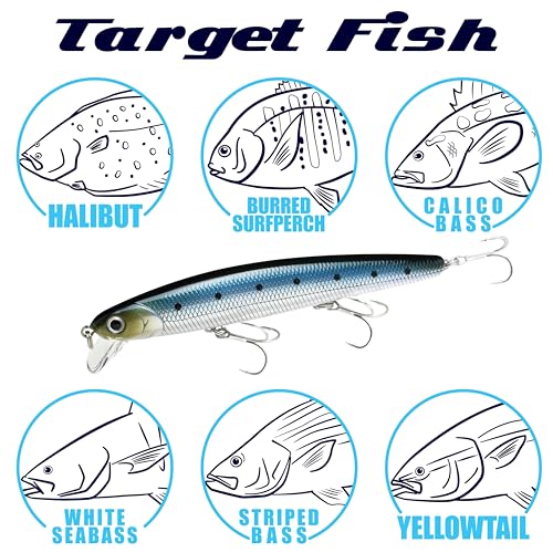 LUCKY CRAFT FlashMinnow 110, Super Glow Series, Saltwater Fishing Lures, Jerkbait Surf Fishing Accessories and Gear, 1-2 ft Slow Suspending Topwater Lure, Halibut and Bass Fishing Lures - color: 110 Aurora Baby Croaker