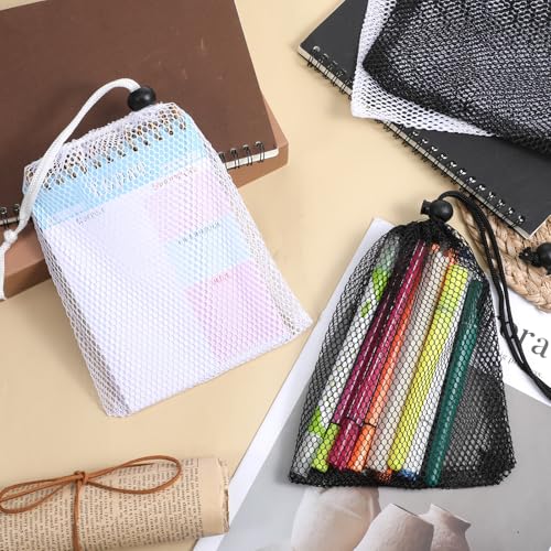 6Pcs Small Mesh Bags Black Small Drawstring Bags Nylon Bait Bag with Drawstrings Chum Bag for Saltwater Fishing Mesh Storage Drawstring Mini Travel Stuff for Lipstick Cosmetic Jewelry(2 Colour)