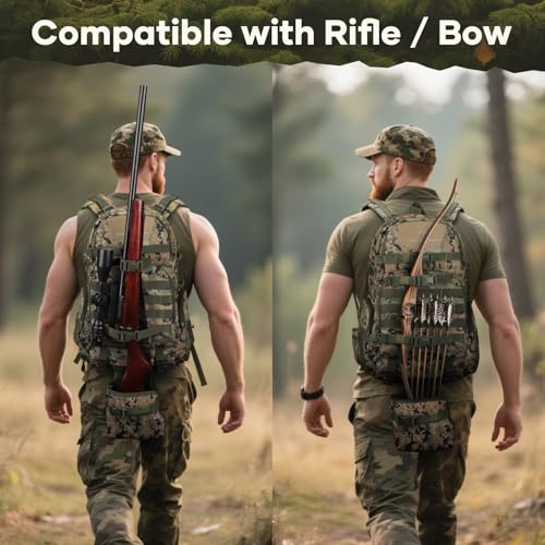 Maelstrom Tactical Backpack for Men, Water Resistant 40L Military Bag | Molle System, 900d Polyester, Laptop Pocket, Load Compression, Tripod Straps, For Hunting, Travel, Hiking,Gym, Camping - color: E.woodland Camo