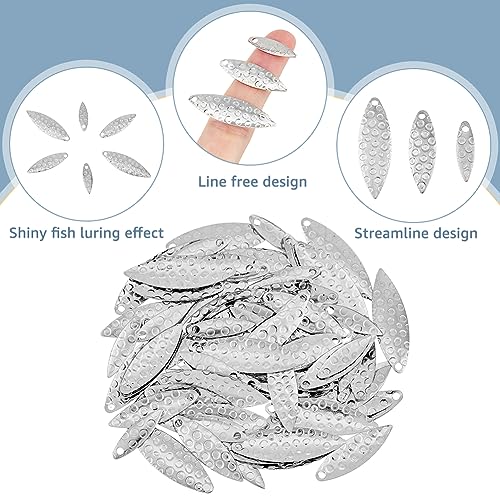 SUPERFINDINGS 90Pcs 3 Sizes Fishing Lures Spoons Stainless Steel Lure Fishing Lures Hard Baits Fishing Attractor Spinner Blades for Lures Worm Spinner Baits Spoons Rigs Making - color: Silver