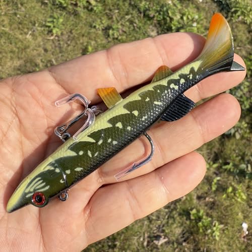 Soft Fishing Lures Shad Minnow Swimbaits, Pre-Rigged Jig Heads Paddle Tail Swim Baits for Bass, Trout, Walleye, Crappie, Sinking Jigs Bait for Saltwater Freshwater, Fishing Gifts for Men - color: B
