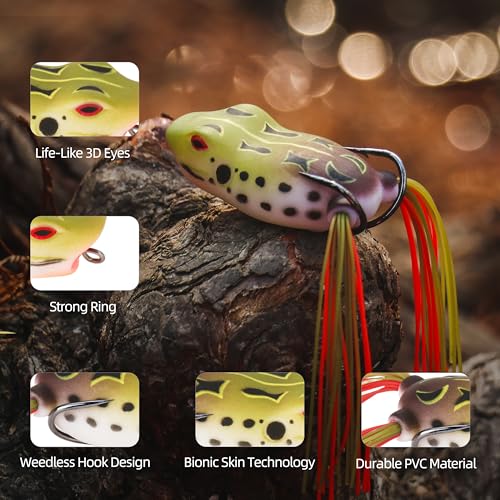 Soft Frog Lures, Topwater Swimbaits for Bass Fishing, Realistic PVC Design, Weedless Hooks, Perfect for Freshwater & Saltwater, Effective Fishing Lures for Pike & Snakehead - style: 5pcs-style a