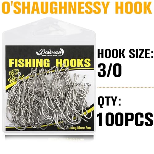 Dovesun Fishing Hooks Saltwater O'Shaughnessy Fishing Hooks 100/80/70/60/50pcs Stainless Steel Forged J Hooks Trolling Sea Bass Striper Cod Bluefish Striped Bass 1# 2# 4# 6# 1/0-8/0 - color: 3-0*100PCS