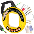 Non-Conductive Fish Tape Wire Puller 100 FT x 4.5 mm with Gloves and 7 Adapters, Flexible PET Wire Fishing Tools for Walls and Electrical Conduit, Rust-Proof - size: 100Ft kit