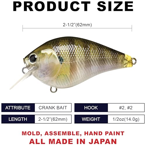 LUCKY CRAFT Fat CB BDS2 Fishing Lure, 2.5" Floating Squarebill Crankbait, 2–3 ft Depth, Freshwater Trout and Bass Lures, Bass Fishing Gear and Tournament Hard Bait - color: 148 Ghost Baby BG