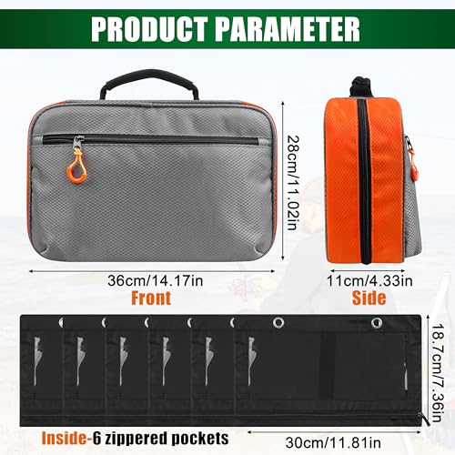 Fishing Bait Binder Tackle Bag, Water Resistant Soft Plastic Lure Storage Organizers for Saltwater Freshwater Fishing (Gray-orange) - color: Gray-orange