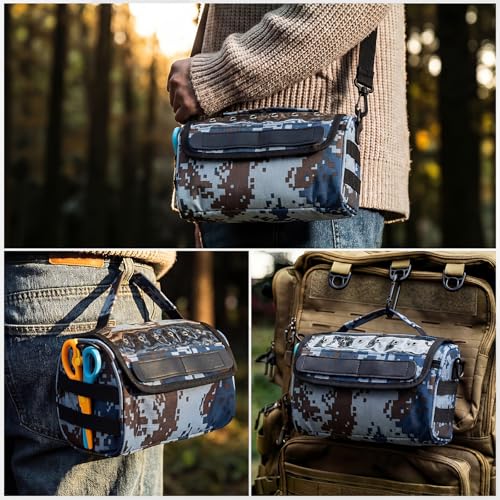 2 Pcs Fishing Line Management Bag Waterproof Nylon Fishing Line Storage Bag Transparent Window Removable Divider Leader Lines Spool Organization, Camouflage Blue - color: Camouflage Blue