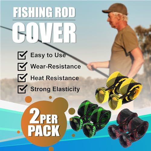 Reaction Tackle Rod Socks, Fishing Rod Sleeves and Covers for Spinning and Casting Rods, Breathable Mesh Rod Protectors with Elastic Band (2-Pack) - color: Metal Gray, size: Casting / Flat End / 1.25" x 67"