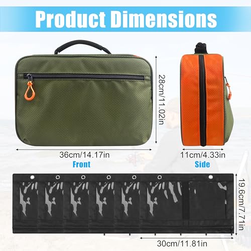 AGOOL Bait Binder Fishing Tackle Bag Waterproof Soft Plastic Bait Storage Lure Bag Portable Multi-Pocket Fishing Gear Organizer for Baits、Hooks、Sinkers & Terminal Tackle Accessories (Green-orange) - color: Green-orange