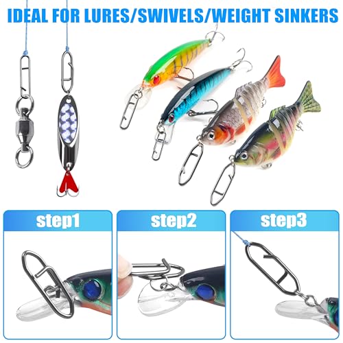 OROOTL Fishing Power Speed Clips Kit, 48/165pcs High Strength Stainless Steel Fishing Snap Lure Clip Quick Change Fishing Snaps Clips Set for Freshwater Saltwater Connector Tackle - style: Clip Kit - 48pcs