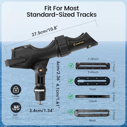 HITORHIKE Kayak Track Mount Fishing Rod Holder, Heavy Duty Adjustable Fishing Pole Holders with Quick-Lock Bases for Kayaks, Canoes & Small Boats - style: Track Mount Fishing Rod Holder 2-pack