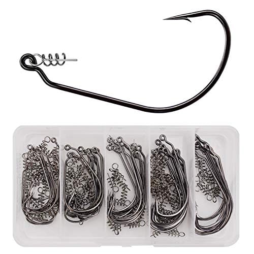 50pcs/Box Fishing Treble Hooks, High Carbon Steel Fishing Hooks Kit, Sharp & Round Bend Fishing Treble Hooks for Catfish Lures Baits Bass Fishing Accessories - color: Swimbait Hooks with Twistlock