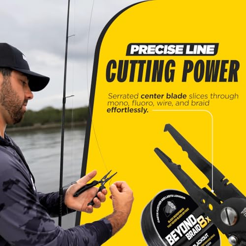 Beyond Fishing QuickRig Fishing Pliers – Multifunction Stainless Steel Split Ring Pliers for Fishing with Line Cutter & Crimper – Corrosion Resistant & Spring Loaded Design - color: 7" Quick Rig - Black