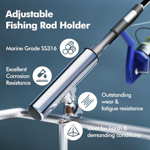 Fishing Rod Holder for Boat ,Stainless Steel 316 Rail Mount Clamp Fishing Rod Holders Marine Grade 360 Degree Adjustable Fishing Rod Holder - size: For 7/8" Rail, style: Middle Clamp