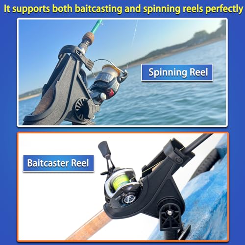 Huntury Kayak Track Fishing Rod Holder with Rubber Strap Easy Adjust and Remove, Compatible with Baitcasting and Spinning Reels, Track Mount Accessories, Kayak Fishing Accessories - color: Pack Of 1