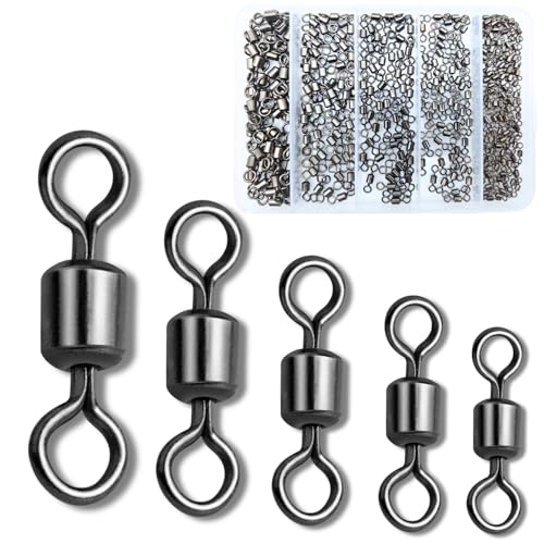 300pcs Fishing Swivels, Stainless Barrel Swivels Fishing Tackle for Saltwater Freshwater