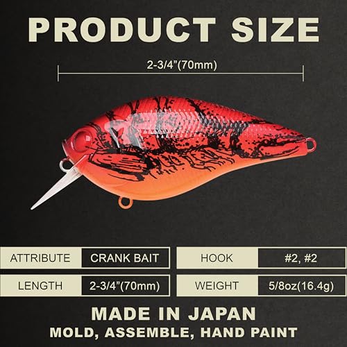 LUCKY CRAFT LC 2.5 Silent Crankbait Fishing Lures, 2-3/8” Squarebill Crankbait, Bass Lures, Floating 4ft Depth Hard Bait, Champion Freshwater Fishing Gear and Tackle Box Accessories - color: 137 TO Craw
