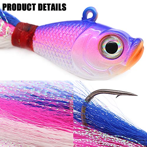 Bucktail-Jigs-Saltwater-Hair-Jigs-Head -Fishing-Lures-Assorted Kit - color: Bucktail Jigs 5-Piece Lure Kit, size: 1 oz 5 pack