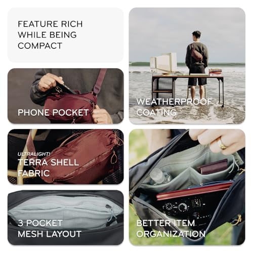 Peak Design Outdoor Sling 4L, Kelp, Padded Adjustable Shoulder Strap for Crossbody & Waist Carry, 3 Mesh Internal Pockets, Ideal for Carrying Cameras & Essentials, Versatile Sling Bag for Men & Women - color: Kelp, size: 4L
