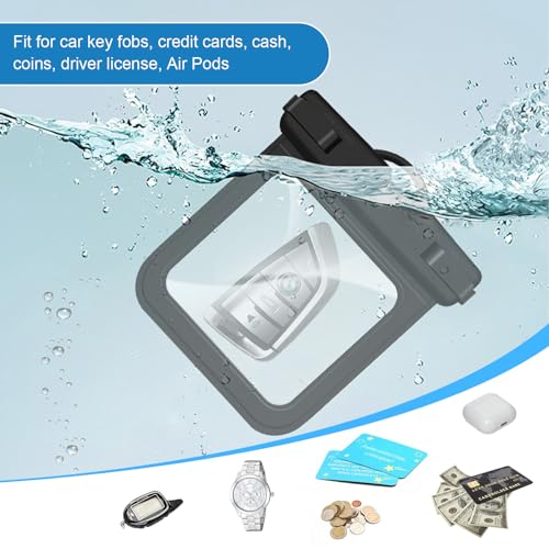 2 Pack Submersible Waterproof Wallet Dry Car Key Fob Case Bag,Swimming Surfing Water Sports Small Waterproof Pouch Holder for Door Ship Card Credit ID Card Driver Fishing License Cash Coins-Black - color: Black-2PCS, size: 4.8"x4.25"