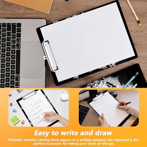 Black Music Note Clipboard, Decorative Clip Board with Metal Clip Cute Plastic Clipboards A4 Standard Size 8.5" x 12.5" for Nurses, Students, Office - color: Music
