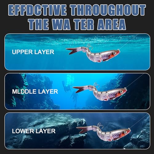 Fishing Lures for Bass Trout Topwater Multi Jointed Swimbaits Slow Sinking Bionic Swimming Lures Bass Freshwater Saltwater Bass Lifelike Fishing Lures Kit - color: Combo R