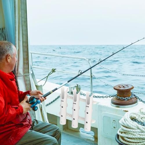 Aventik Tube Fishing Rod Holder Bracket Wall Mounted Boat Side Mount Tool Holder Tube Links with Screws 1/2/3/4/6 Pole Tube Fishing Rod Holders - color: 1-Pole White