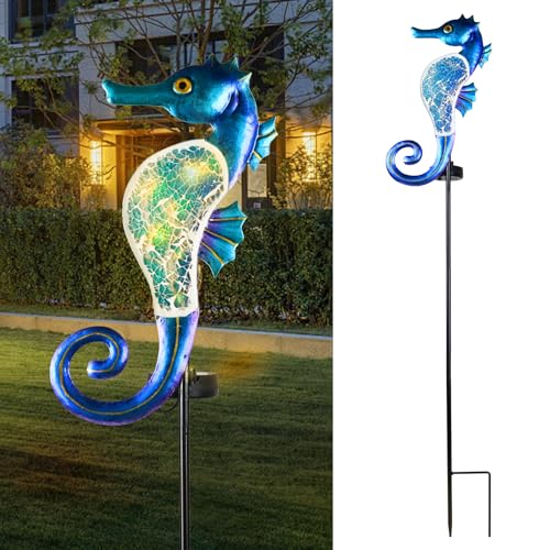 Yiosax-Solar Outdoor Lights Decorative-Yard Outdoor Decor-Garden Stakes Seahorse Decorations Waterproof 7 LED Light Decor Ocean Beach Theme for Lawn Path Yard Decoration Gift Idea Mom Women - style: Seahorse