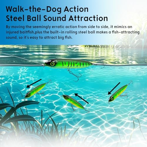9KM Fishing Lures 6-Pack Popper Lure Set with Triple Hooks for Bass Top Water Lures Fishing Lures Bass