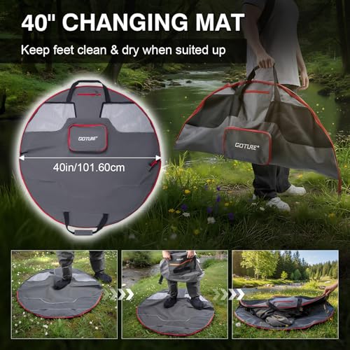 Goture Waterproof Fishing Waist Pack,IPX8 840D TPU Large Tackle Bags with Rod Holder,Airtight Zipper,Detachable Water Bottle Holder, 10L Fly Fishing Bag with Adjustable Strap, Wader Bag Included - color: C1:10L Waterproof Tackle Bag & Wader Bag