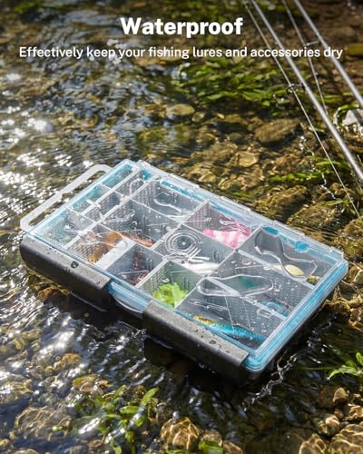 Gonex Fishing Tackle Boxes, 2-Pack Waterproof 3600 Tackle Trays with Adjustable Dividers, Portable Clear Plastic Tackle Organizers with DIY Dividers for Lures, Hooks, Bass Gear, Gray - size: 2pcs 3600 (10.9x7.3x1.7inch)