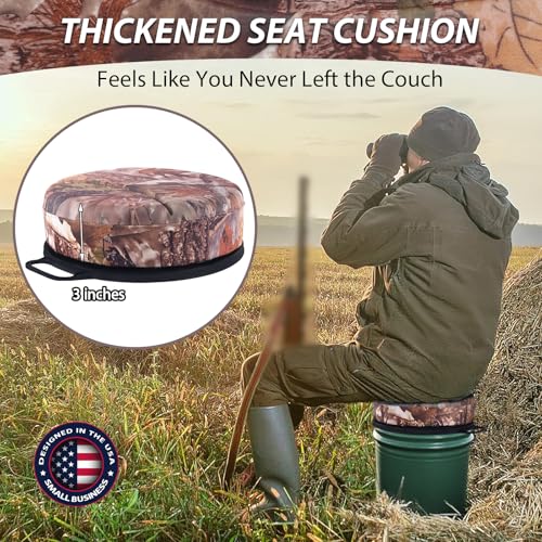 5 Gallon Bucket Seat with 3" Thick Seat Foam Cushion, 360°Swivel Bucket Lid Seat, Waterproof & Silent Bucket Seats for Dove Duck Hunting, Ice Fishing, Baseball, Camping - color: Maple Leaf