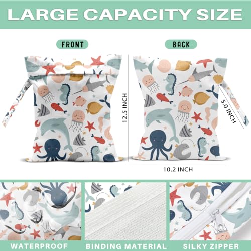 Fish Wet Dry Bags for Diaper Waterproof Swimsuit Washable Reusable Bag for Beach Diapers Dirty Yoga Gym Clothes Plant Gifts for Men Women Baby Friend - color: Fish1