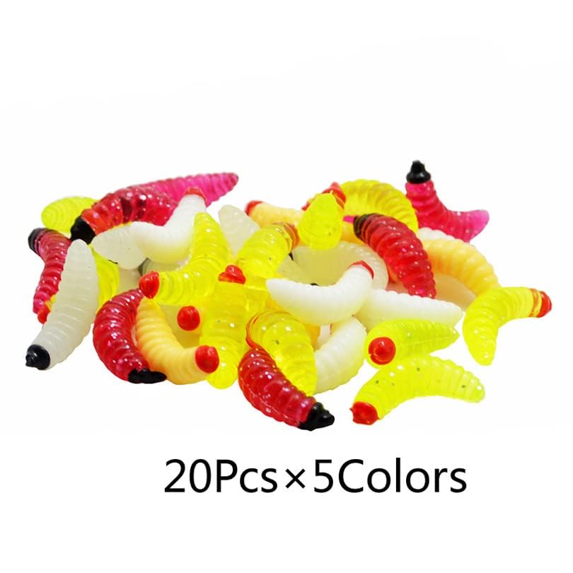 100pcs Soft Silicone Maggot Worm, Soft Artificial Bread Worm Fishing Lure, Biomimetic Earthworm Lures Worm Fishing Lures Simulation Bait Fake Worm