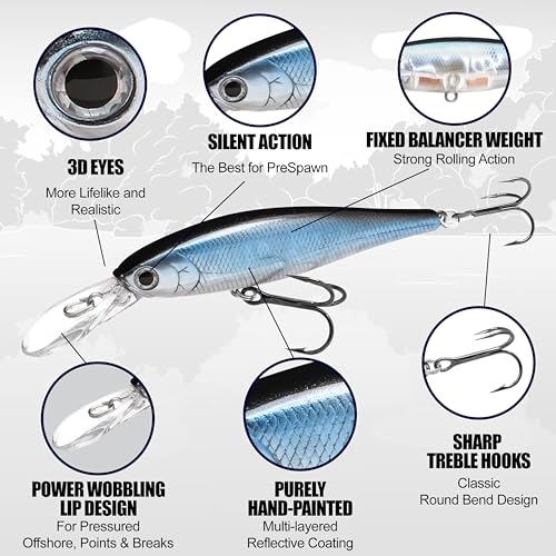 LUCKY CRAFT Pointer 78DD Freshwater Fishing Lure and Gear for Bass & Trout, 3 inch Deep Diving Suspending Jerkbait Fishing Line, Pressure-Ready Fish Bait, Premium Gear for Tackle Box, - color: 445 French Pearl OB