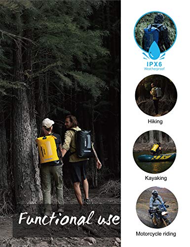 IDRYBAG Waterproof Backpack for Men 20L/30L/40L, Floating Dry Bag Kayak, Dry Backpack Hiking - color: Yellow, size: 20L