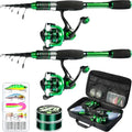 Ghosthorn Fishing Rod and Reel Combo Graphite Telescoping Fishing Pole Portable Travel Kit with Carrier Bag for Freshwater Saltwater - size: 8 ft, style: 2pack Full Kit With Carrier Case