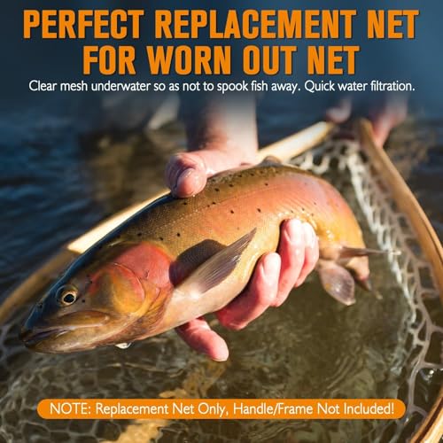 Dovesun Rubber Fishing Net Replacement Netting Without Handle Clear Black Fishing Nets for Fish Fly Fish Landing Net Bag for Freshwater Saltwater Foldable Trout Net Rubber Mesh 5 Sizes White Black Red - color: White, size: 17.6"dia-15.6"depth(55.4"Circumf