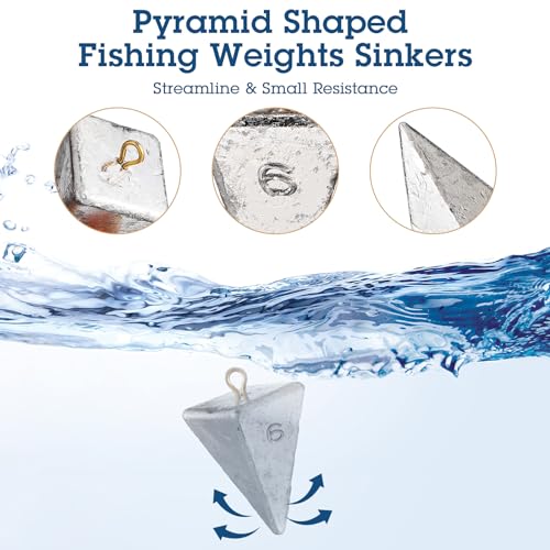 Shimeyao 18 Pieces Pyramid Sinkers Fishing Weights Triangle Fishing Sinkers Rig Pyramid Sinker for Ocean Saltwater Surf Bass Casting Gear Tackle - size: 6 oz