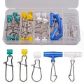 Fishing Line Sinker Slides- 30pcs Stainless Steel Braid Line Sinker Slider with Duo-Lock Snap High-Strength Line Weight Connectors for Saltwater Surf Fishing Rigs Catfishing - style: 5 Colors Mixed-30pcs