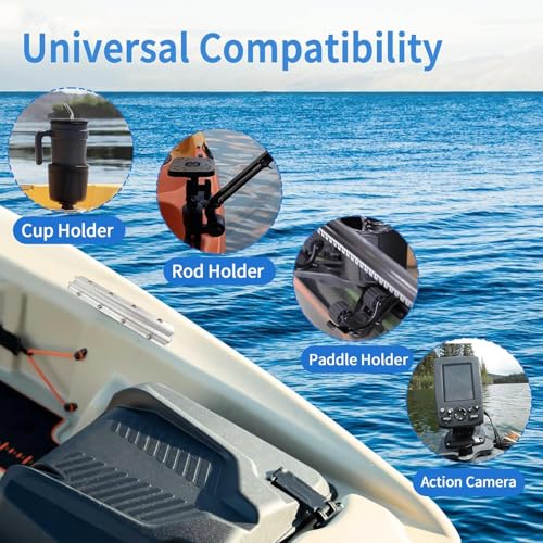 Aluminum Kayak Track for Fishing Rod Holder, Kayak Rail for Paddle Holdersfor Cup Holder, Kayak Accessories Mount Track (4 inches)
