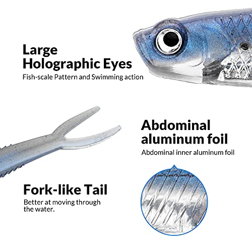 QualyQualy Soft Swimbait Fishing Lures 5PCS 6PCS Jerk Shad Minnow Drop Shot Lure Bass Bait Shad Lure Soft Jerkbait for Bass Trout Pike Walleye Crappie 2.95'' 3.93'' 4.72'' - color: A-5#, size: 3.93“ - 5Pcs
