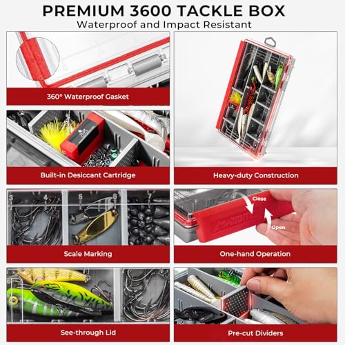 MadBite by KastKing 182/265/400pcs Compact Fishing Tackle Kit - All-in-One Freshwater Hooks, Weights, Bobbers in Tackle Box, Fishing Gear Set for Bass Trout Panfish - style: 71pcs Freshwater Lure Kit