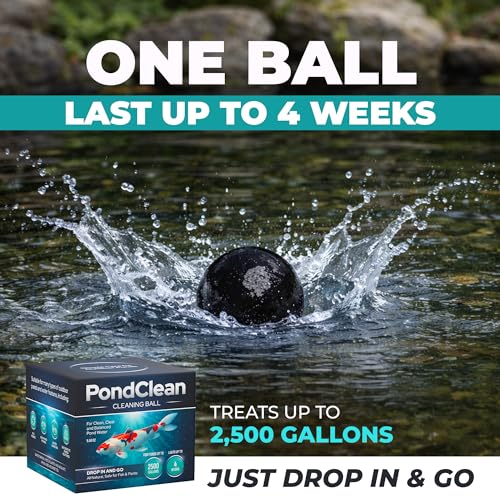 Natural Pond Care Ball – Easy Drop-in Maintenance for Outdoor Ponds and Water Features, Suitable for Fish & Plants, Up to 2500 Gallons – 4 Week Use