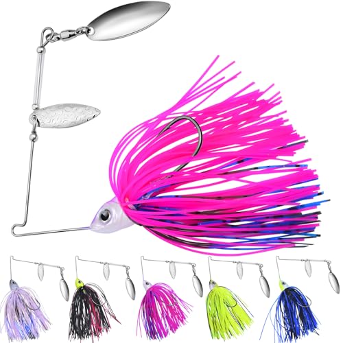 Spinnerbait Fishing Lure, Hard Metal Jig Spinner Baits Kits Swimbait for Bass Trout Pike Salmon Walleye Freshwater Saltwater 5pcs/Pack - color: Spinnerbait 5pcs/set 4, size: 1/2oz