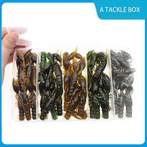 Senko Worms 40/133Pcs Fishing Soft Plastic Bait Bass Fishing Lures | Crawfish Lure Soft Plastic Worms Fishing Lure Wacky Rig Carolina Rigged - color: A-Crawfish Lures 40pcs 2.56in