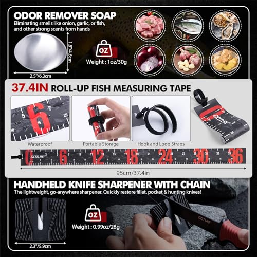Goture Fishing Tool Kit,Fishing Pliers,Fillet Knife with Sheath,Fish Lip Gripper,Fish Hook Remover,Lanyard,Line Scissors,Sharpener,Stainless Steel Soap,Saltwater Gear Kit,Red/Pink,Gifts for Men/Women - color: A7:13pcs Fishing Tool Kit